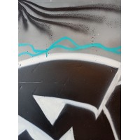 Obraz farbami sprayowymi. Stylistyka street artu. Sygn.